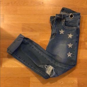 Jeans with Stars Apliques